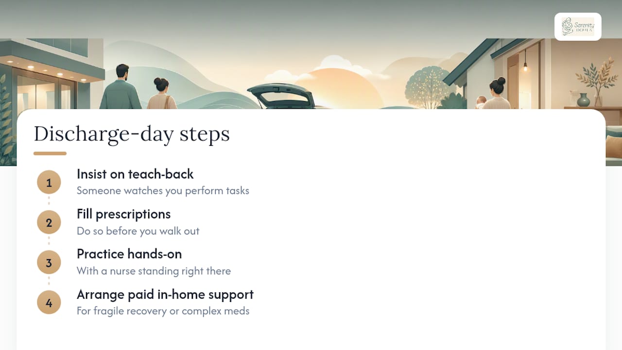 A Working Doula's Take on Discharge Day — overview diagram