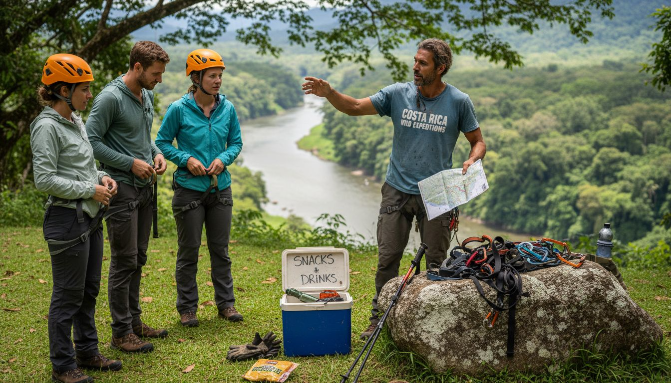 Guide giving safety briefing in jungle