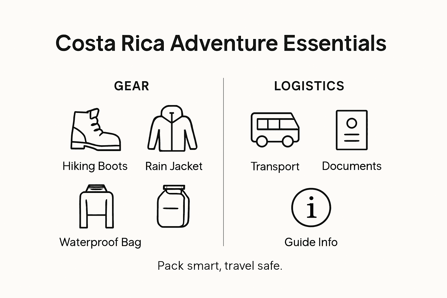 Infographic showing Costa Rica adventure essentials
