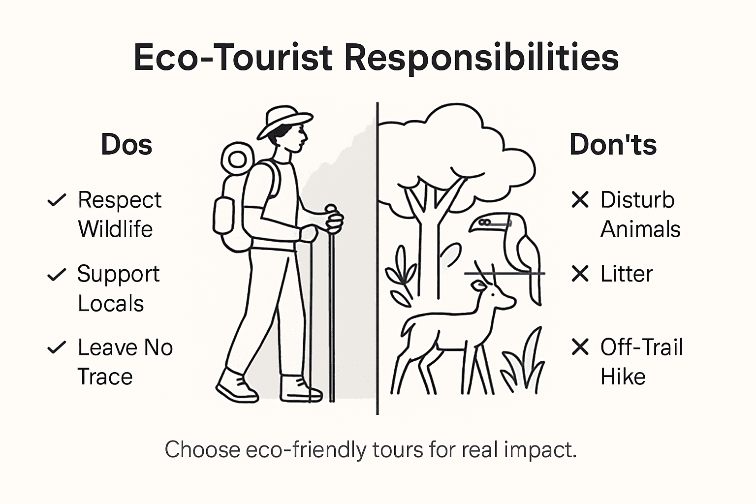 Infographic showing eco-tourism dos and don'ts