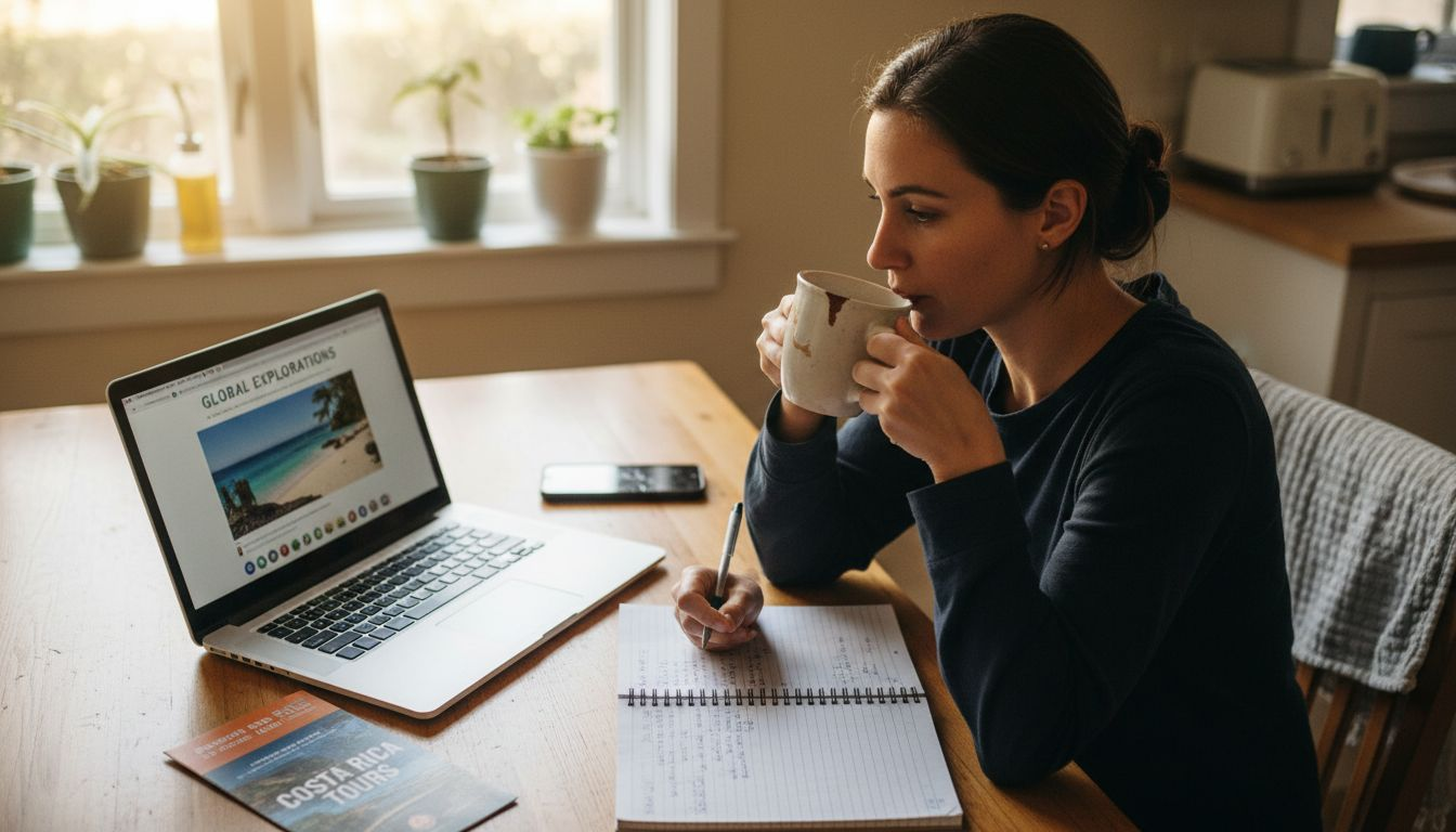 Traveler researching Costa Rica tours online