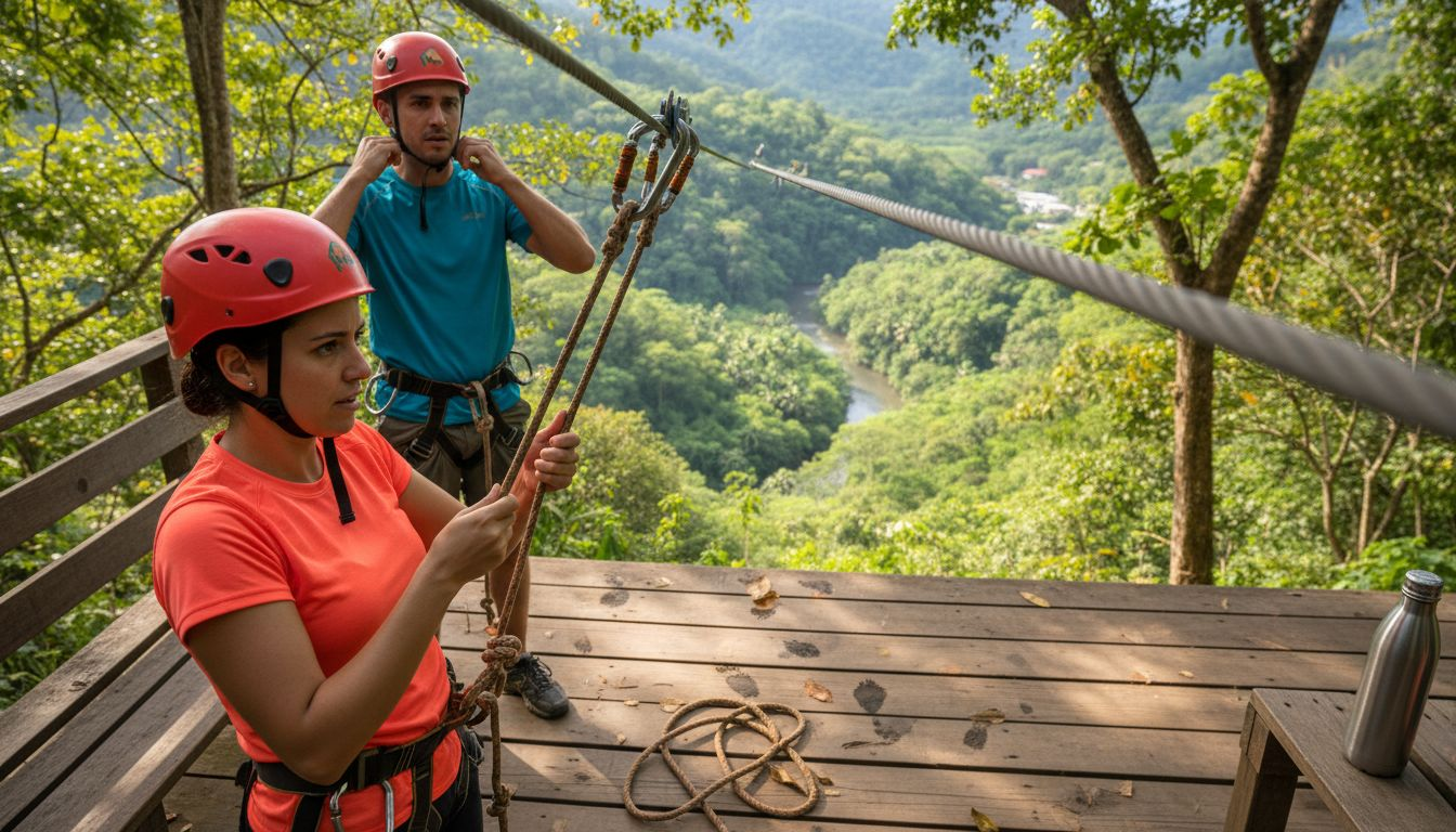 Travelers ready to zip-line near Jacó