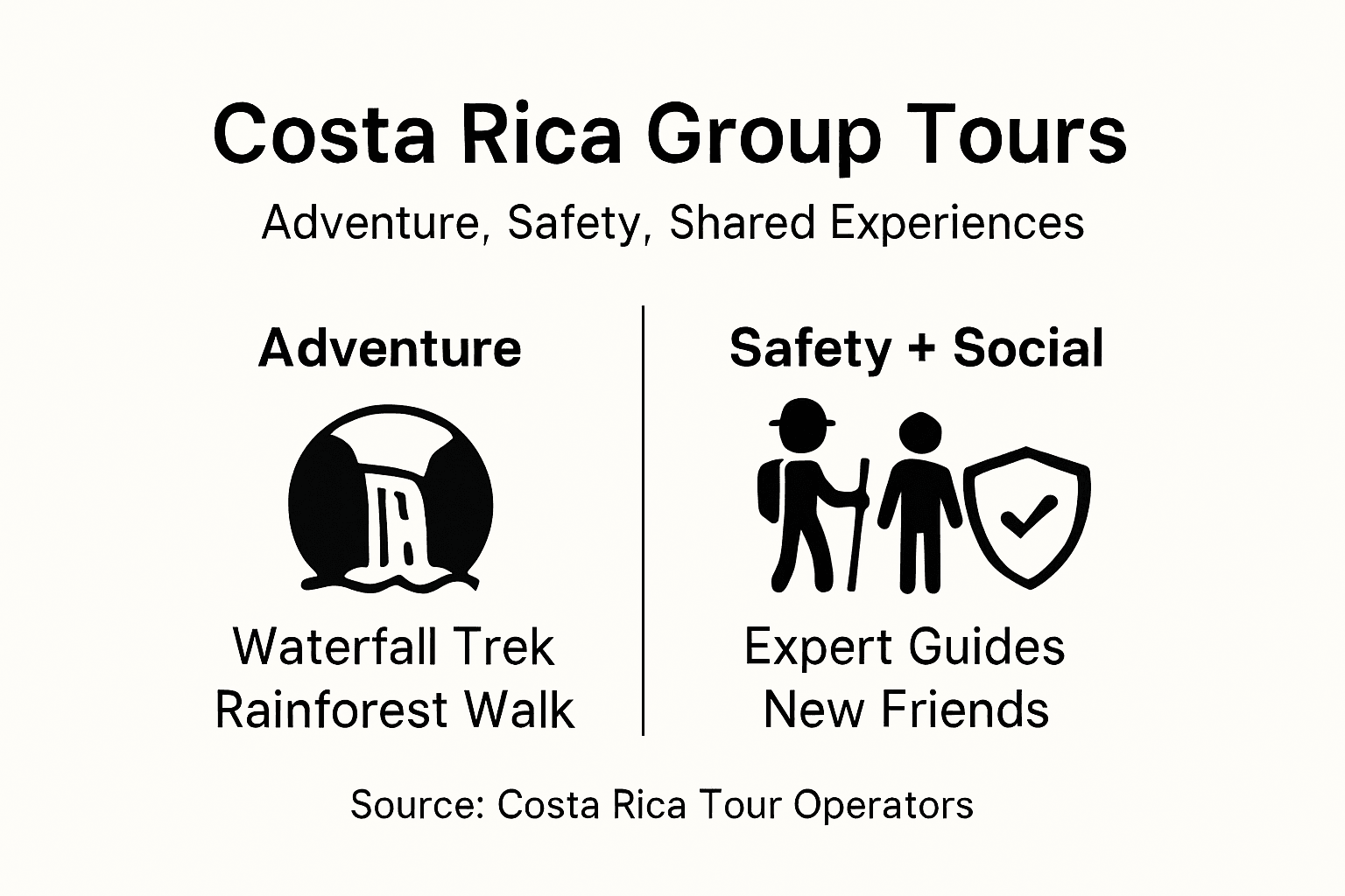 Infographic summarizing group tour benefits in Costa Rica