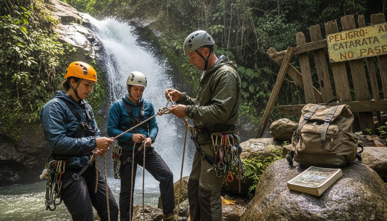 Guided canyoning near Jacó waterfall