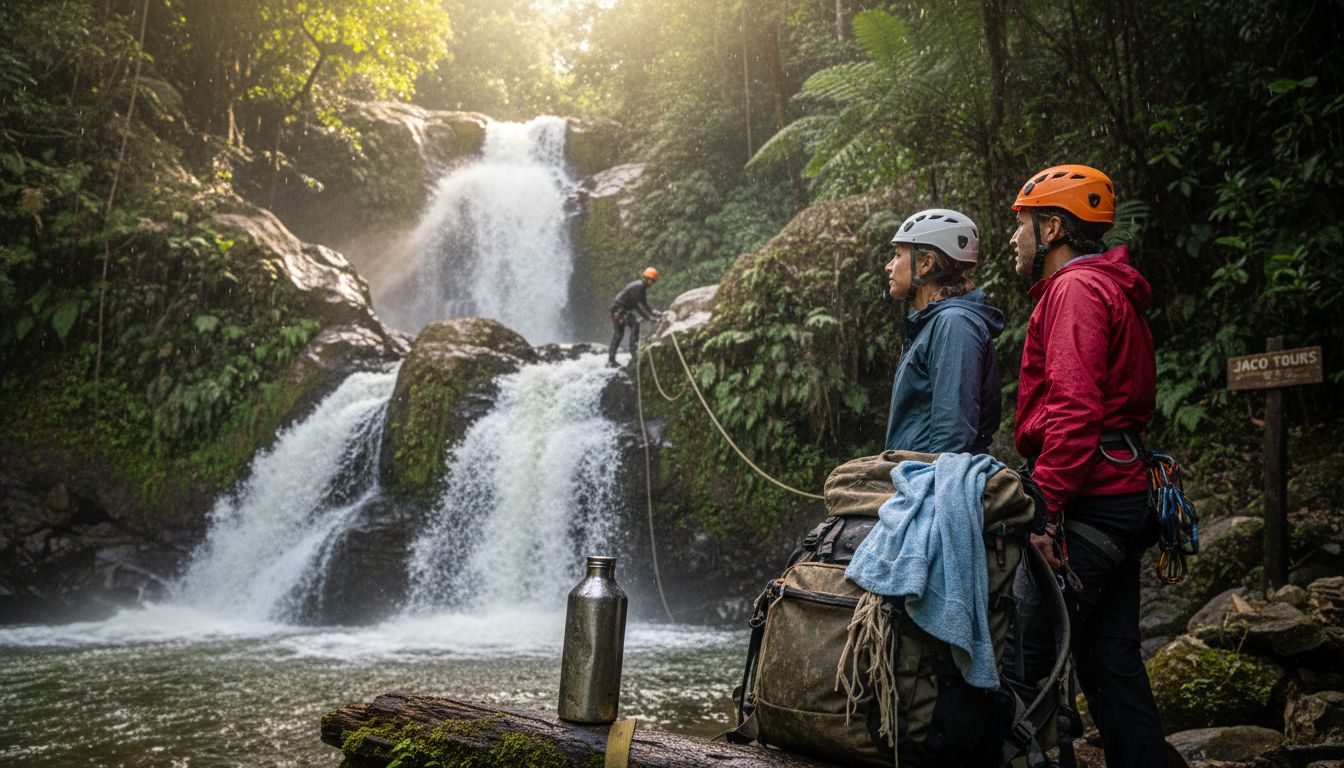 Group at Jaco waterfall during guided tour