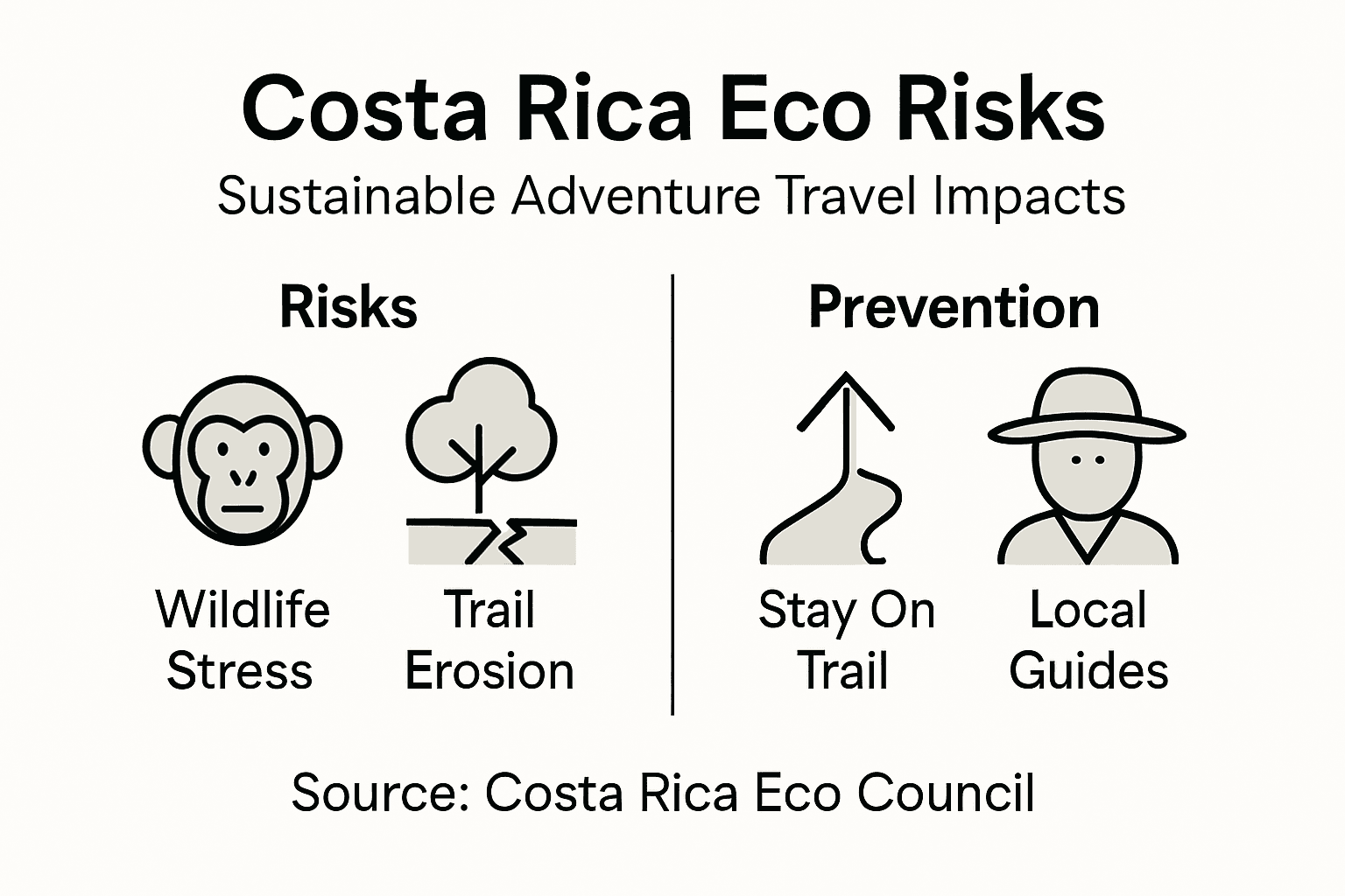 Infographic on eco travel risks and solutions Costa Rica