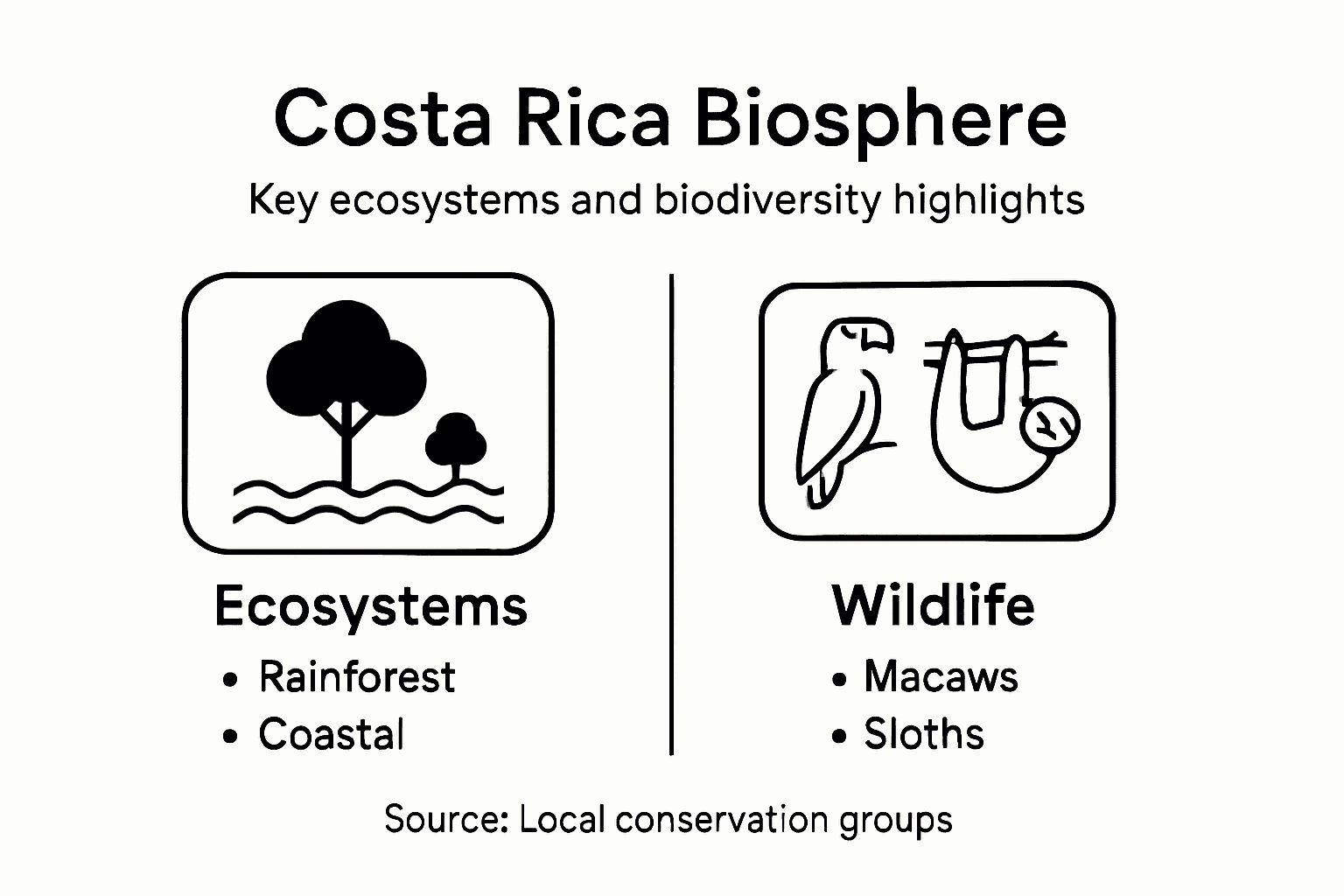 Infographic on Costa Rica ecosystems and wildlife