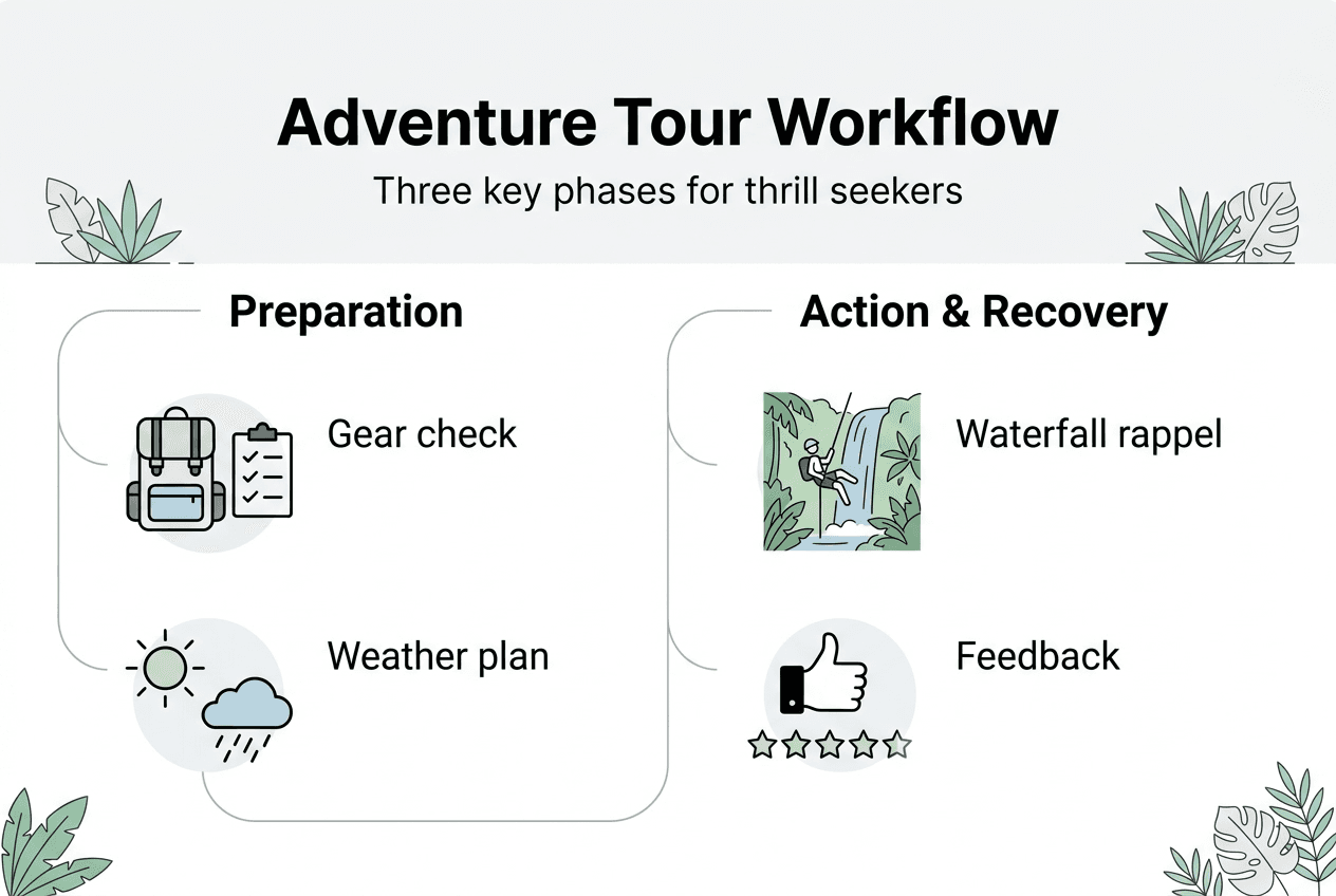 Infographic with Costa Rica tour workflow steps