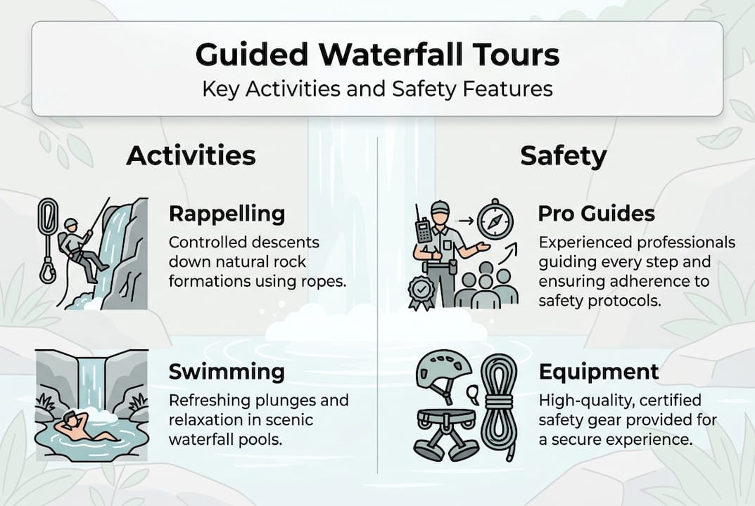 Infographic guided waterfall tour activities and safety