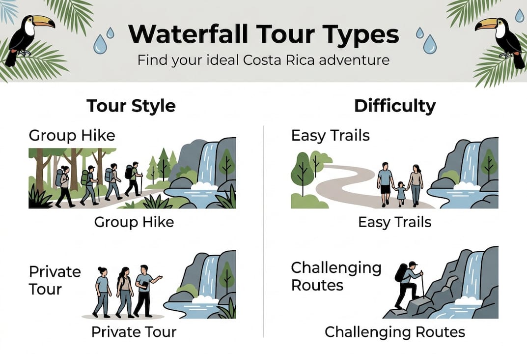 Infographic of Costa Rica waterfall tour options