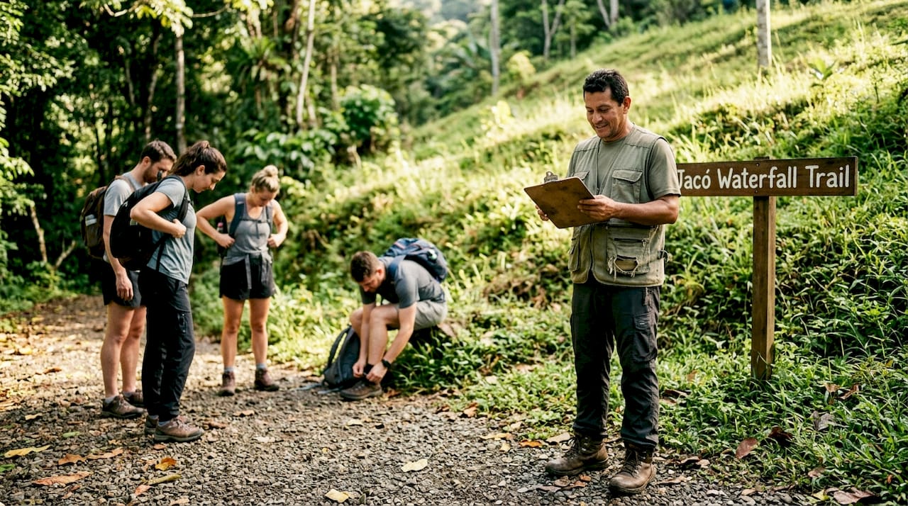 Local guide at Jaco trailhead