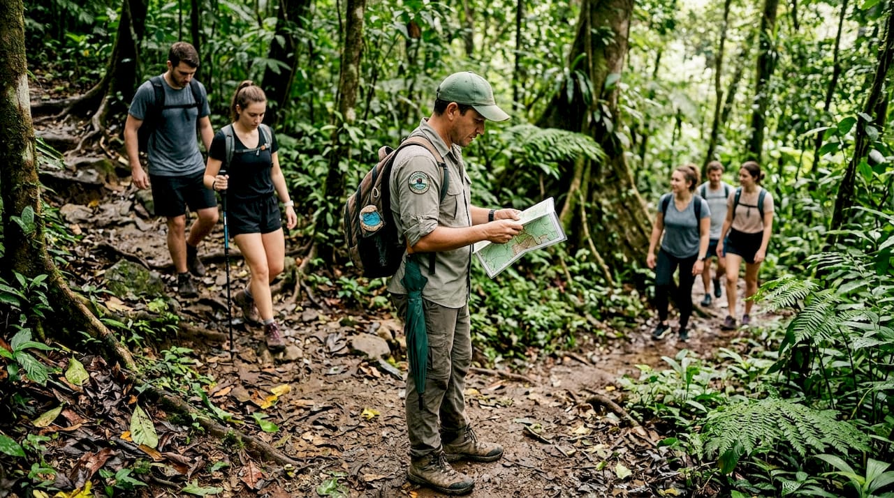 Guide leads groups on varied hiking paths