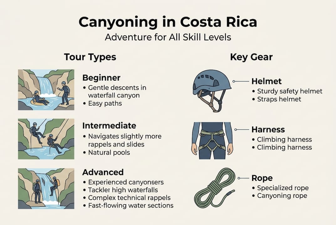 Infographic on canyoning in Costa Rica