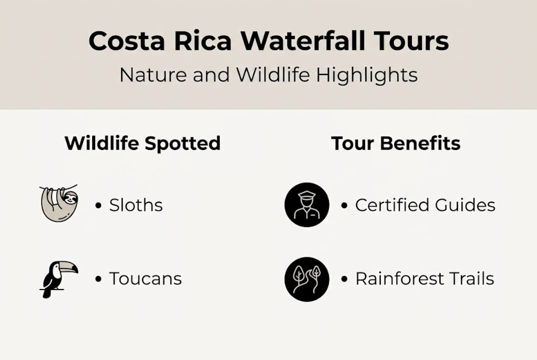 Infographic with wildlife seen and tour benefits