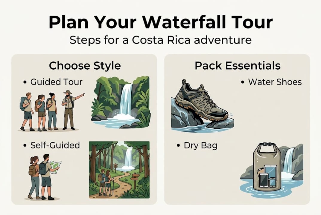 Infographic with tour styles and packing essentials