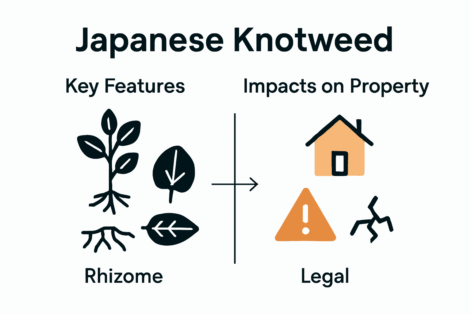 Infographic comparing knotweed features and property risks.
