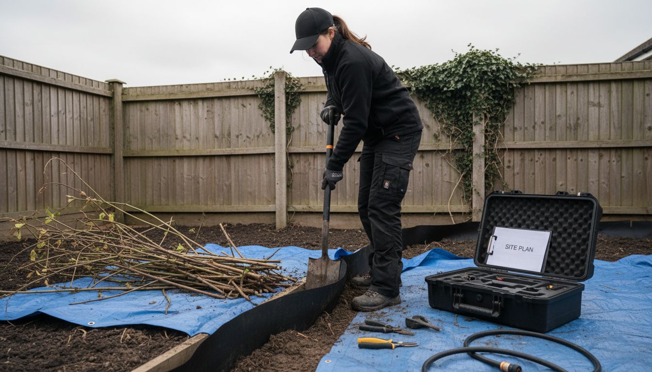 Installing root barrier against knotweed