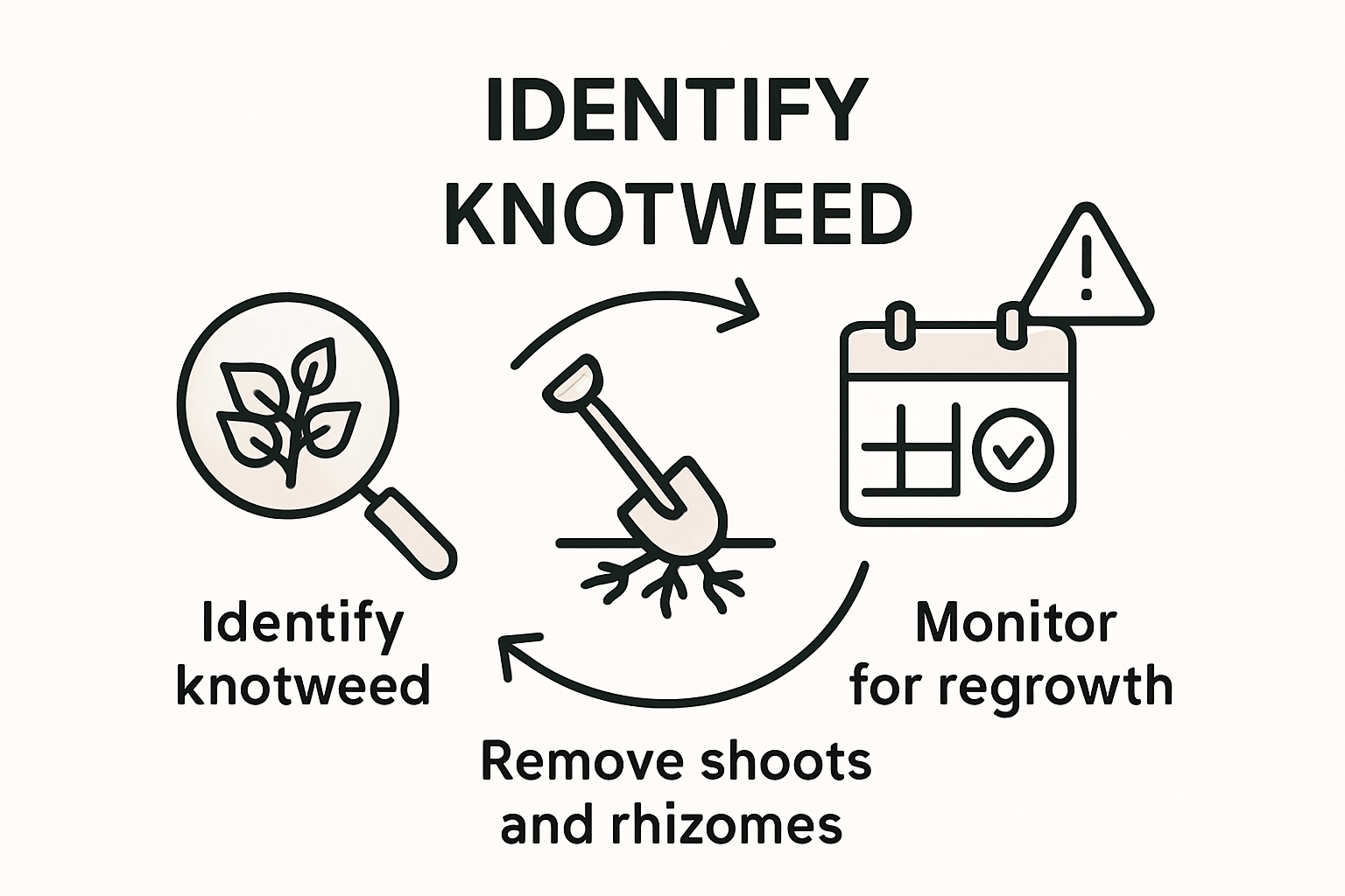 Infographic shows knotweed regrowth prevention cycle