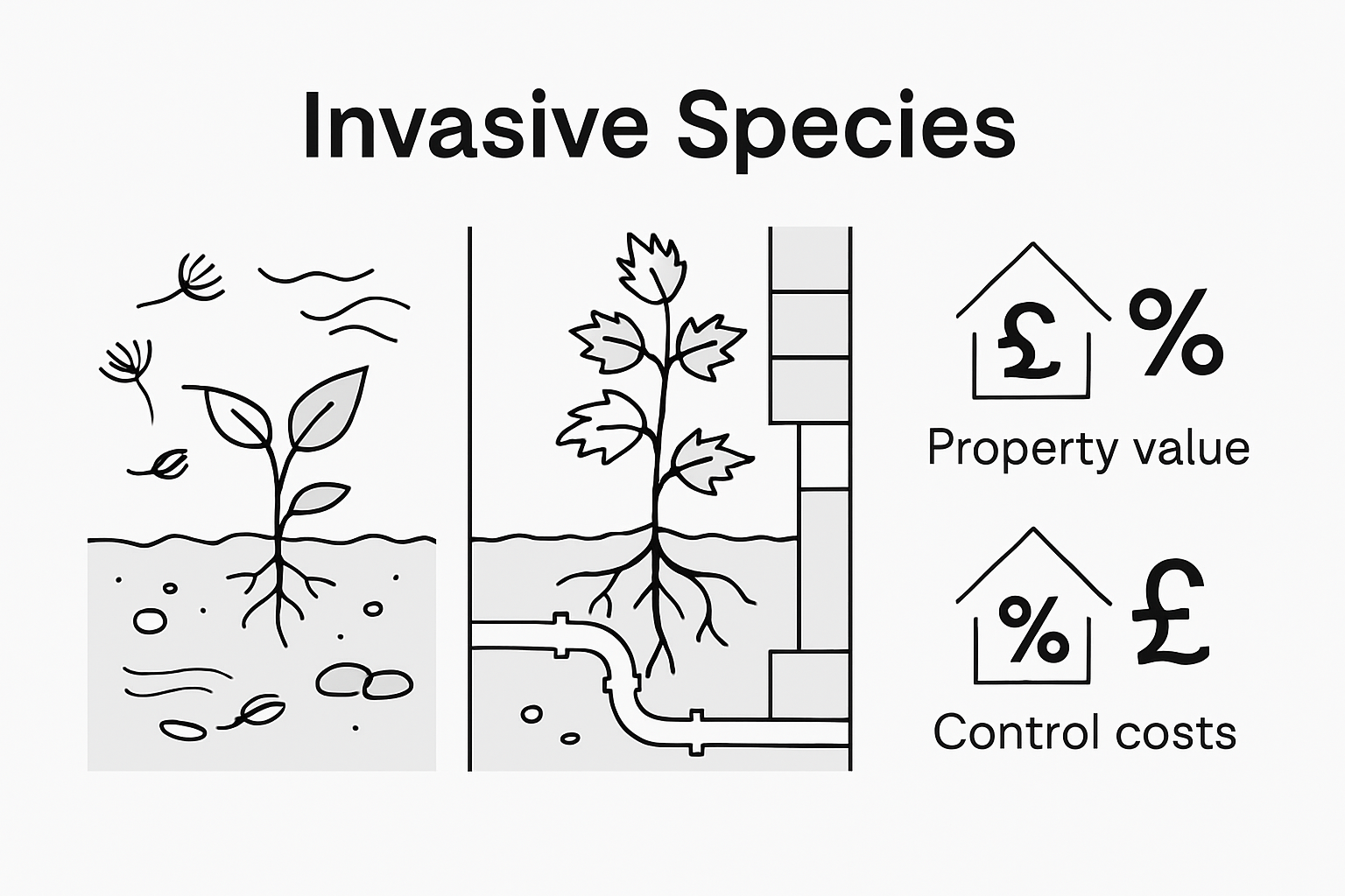 Infographic showing invasive plant spread and property impact