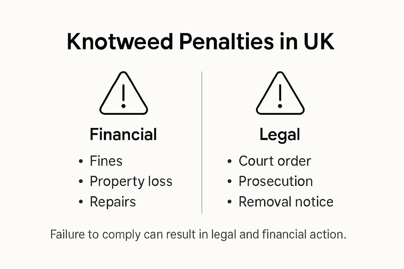Infographic highlighting knotweed penalties and legal risks