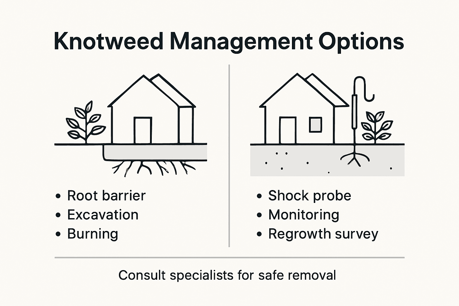Infographic showing non-chemical knotweed management methods