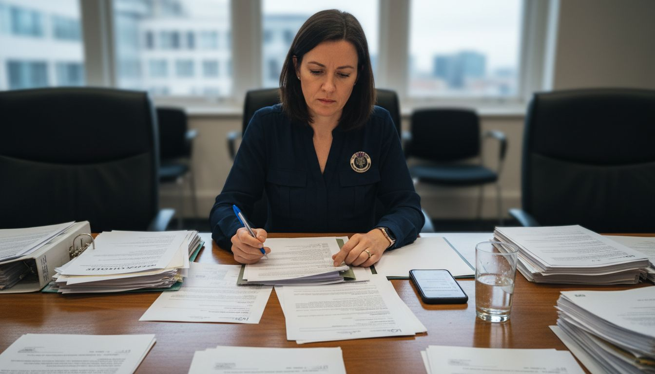 Official reviewing knotweed certification paperwork