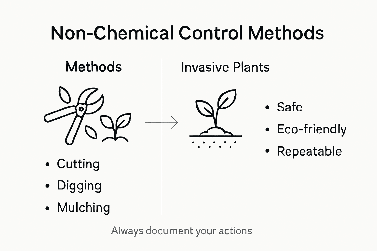 Infographic with non-chemical invasive plant methods