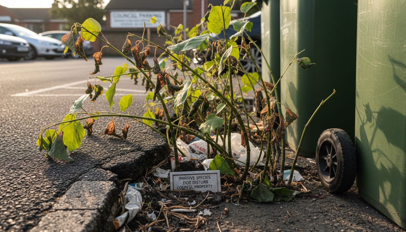 Japanese Knotweed stems on urban council land
