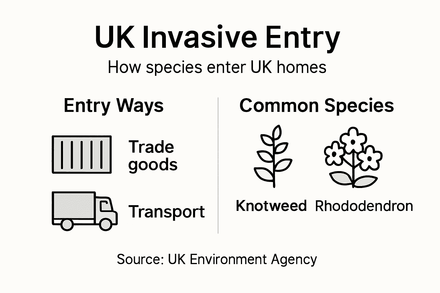 Infographic showing invasive entry routes and species