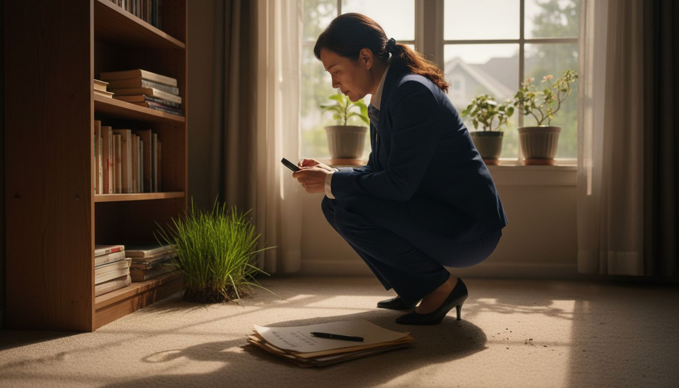 房地产评估师现场查看日本结缕草的生长情况