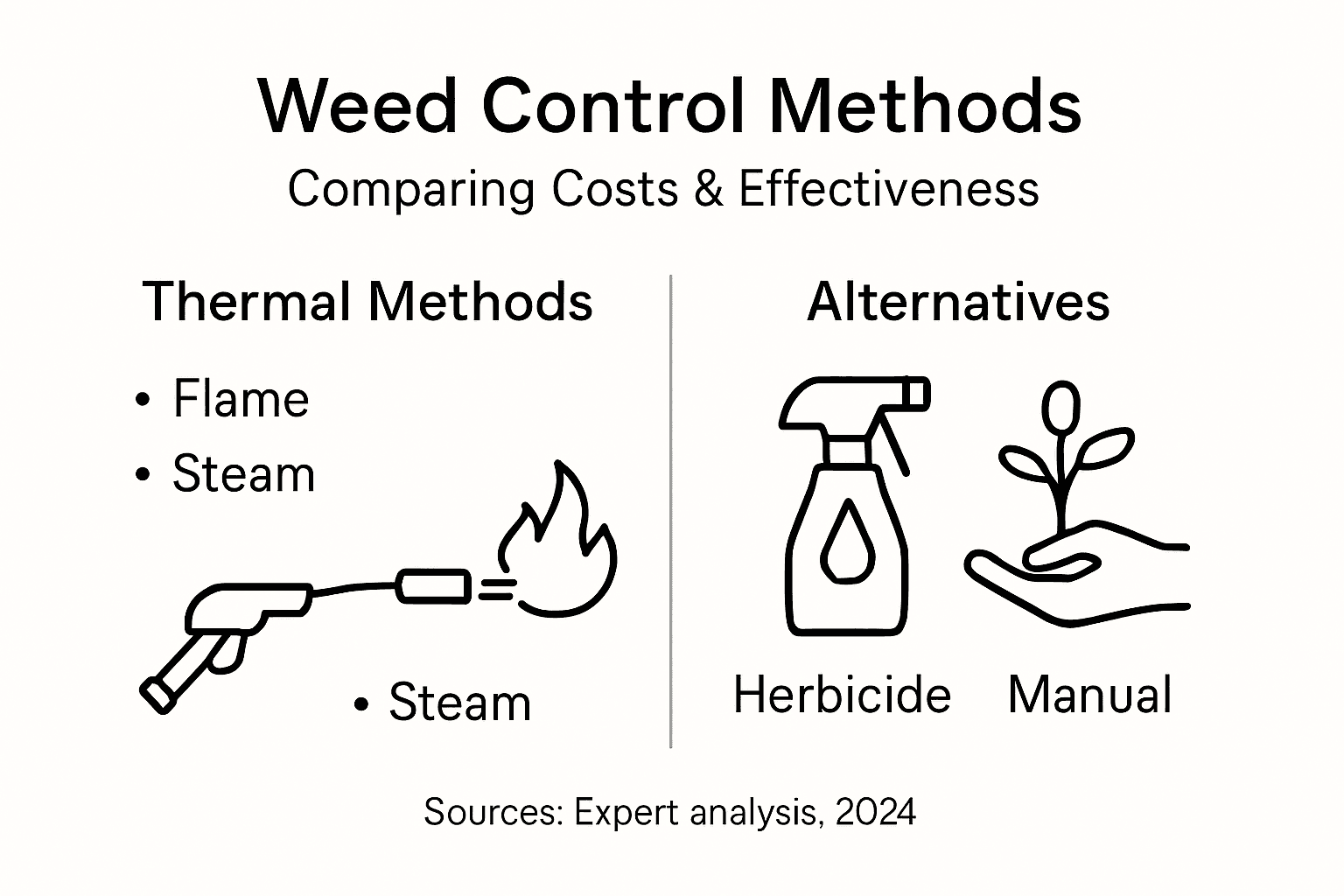 Infographic comparing weed control methods