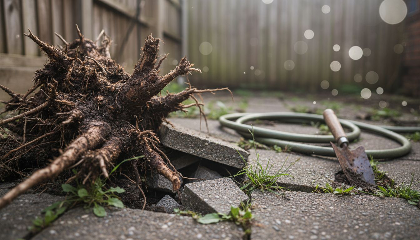 一到春天，荆棘的根系就会悄悄钻进地砖缝隙，把原本平整的地面拱得裂开，甚至让砖块翘起，给人一种不可小觑的生命力量。