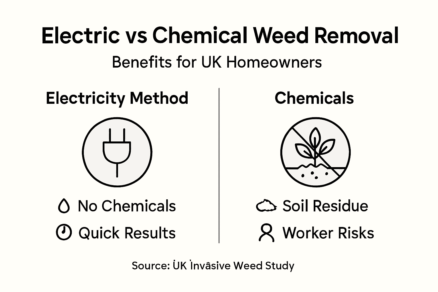 Infographic comparing electric and chemical weed removal