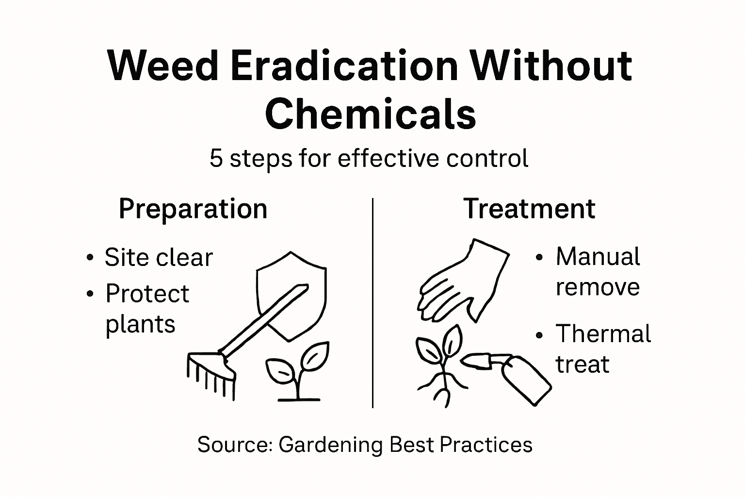 Infographic outlining steps for non-chemical weed removal