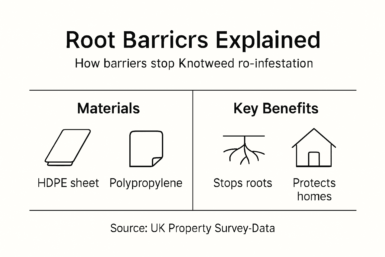 Infographic about root barriers for knotweed