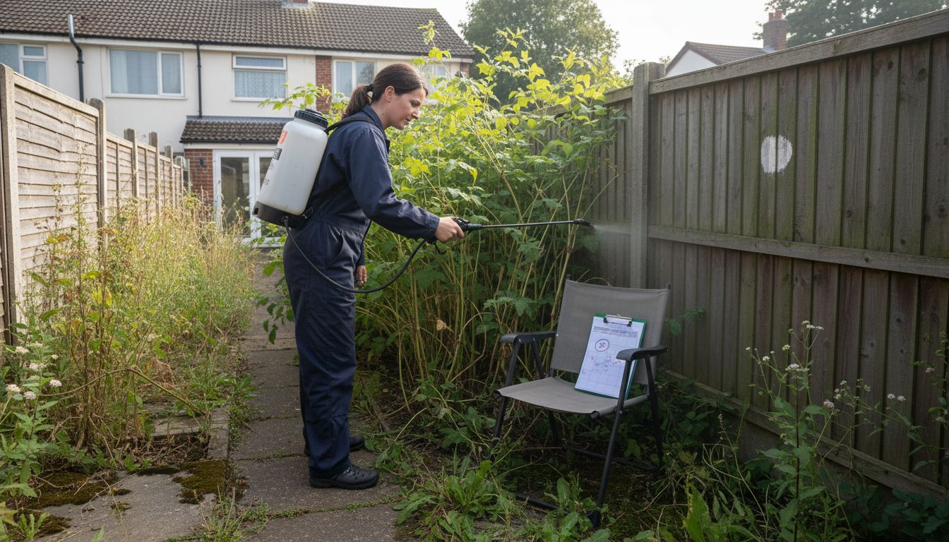 Contractor spraying knotweed during multi-year treatment