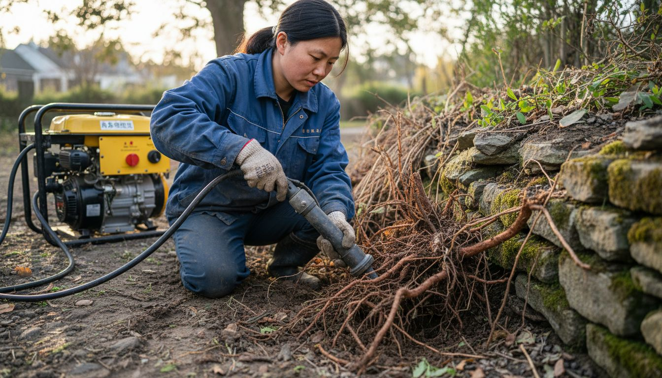 技术人员正在利用电探针检测植物根部的生长情况。