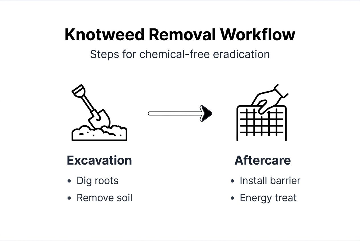 Infographic of chemical-free knotweed removal steps