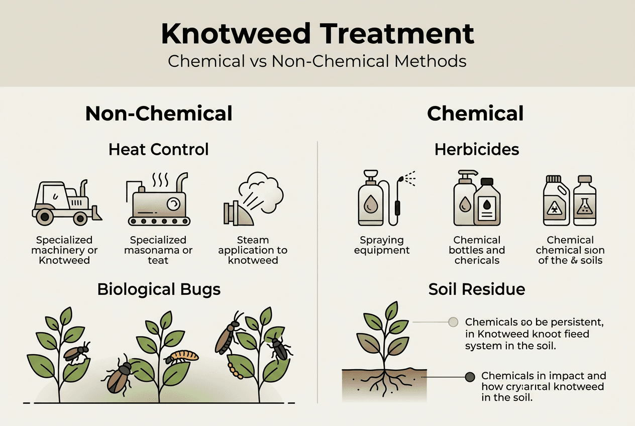 Infographic comparing knotweed control methods