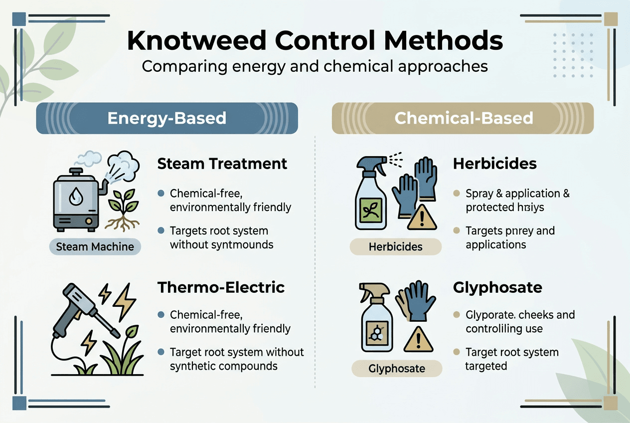 Infographic comparing knotweed eradication methods
