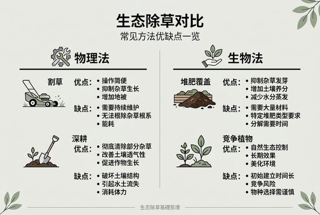 生态除草方式对比一览图