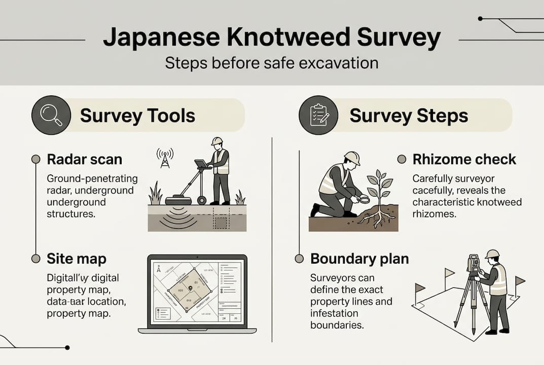 Infographic showing knotweed survey process steps