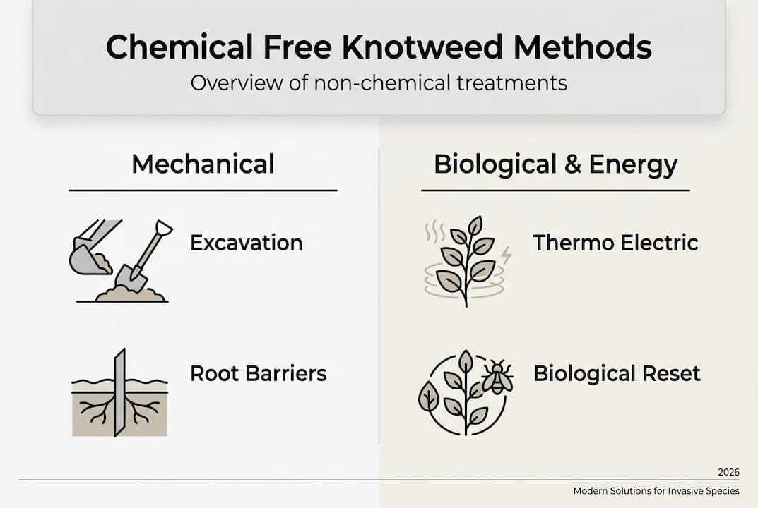 Infographic showing knotweed treatment methods