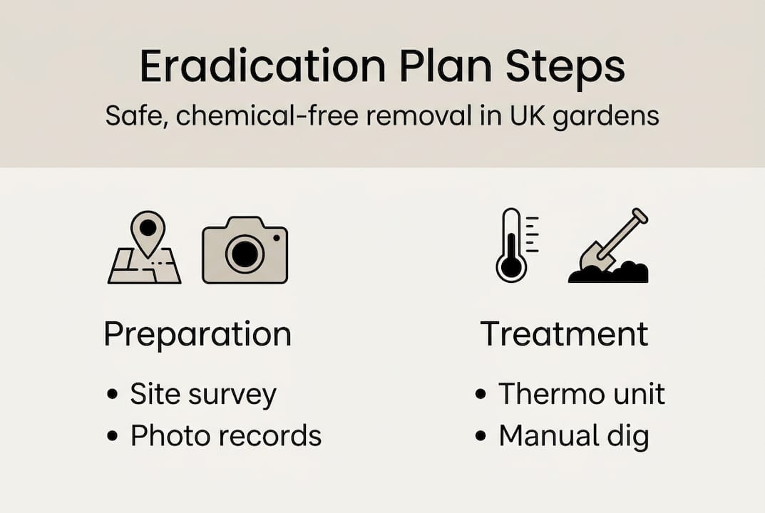 Infographic showing key chemical-free eradication steps