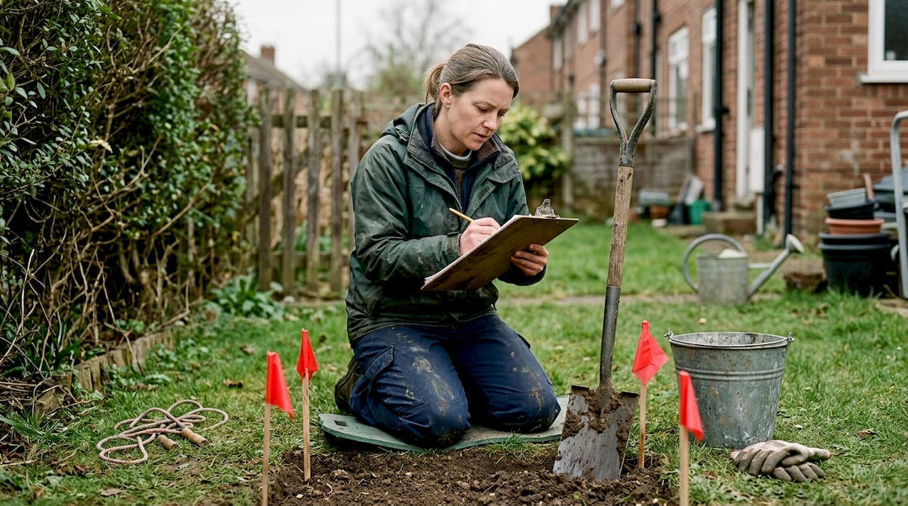 Woman making garden removal preparation notes
