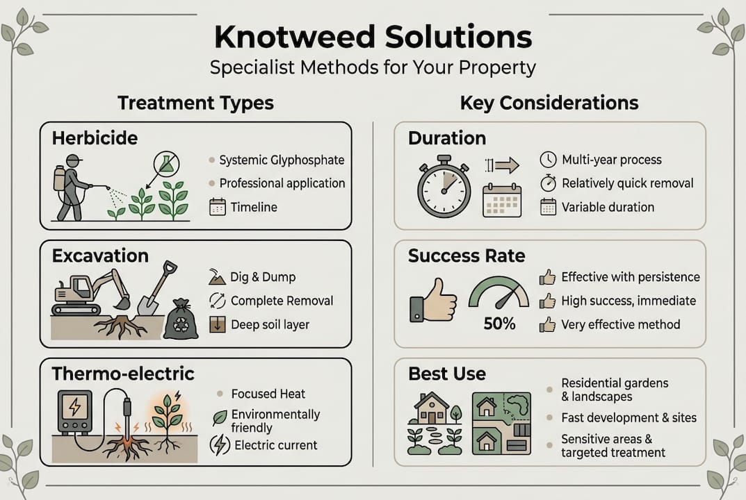 Infographic comparing knotweed treatment methods