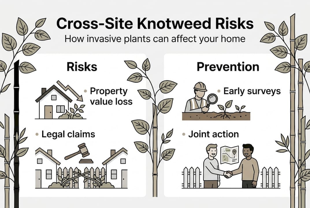 Infographic summarising knotweed cross-site risks