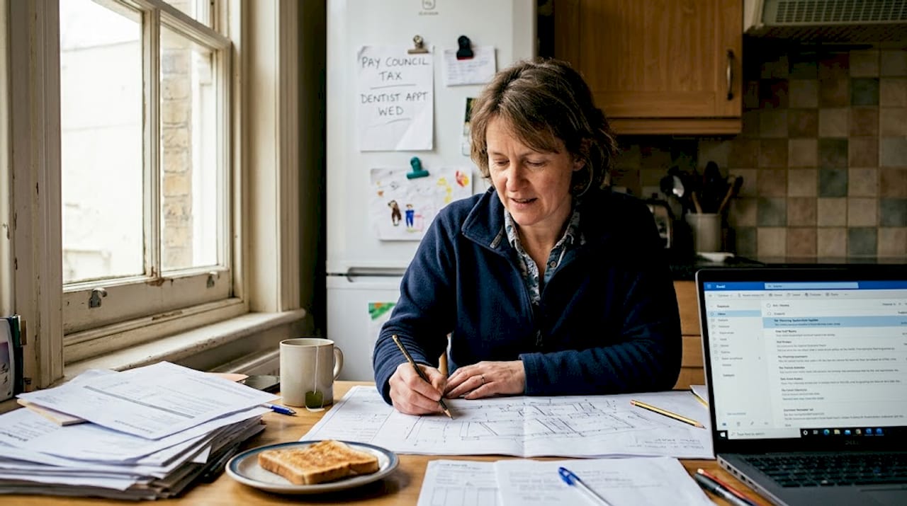 Surveyor prepares for knotweed treatment at home