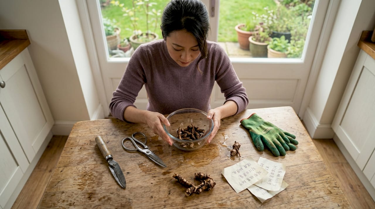 在日常家庭生活中观察日本葛藤的根茎变化