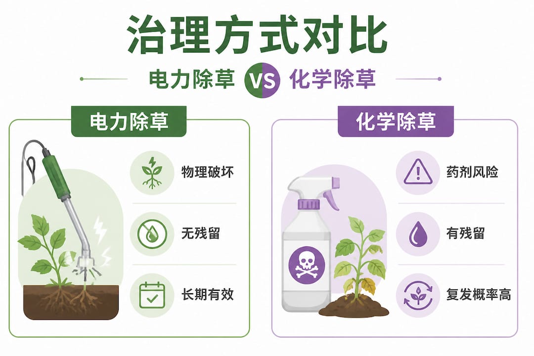 电除草与化学除草方式对比图解